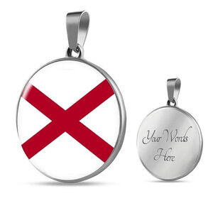 Alabama State Flag Necklace Alabama State Circle Pendant Necklace Stainless Ste